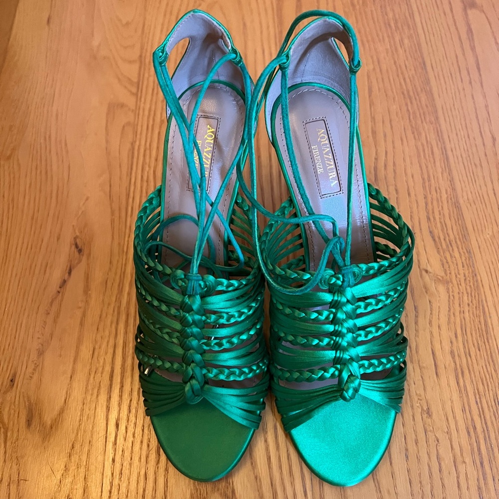 Aquazzura Goddess Satin Braided Sandal